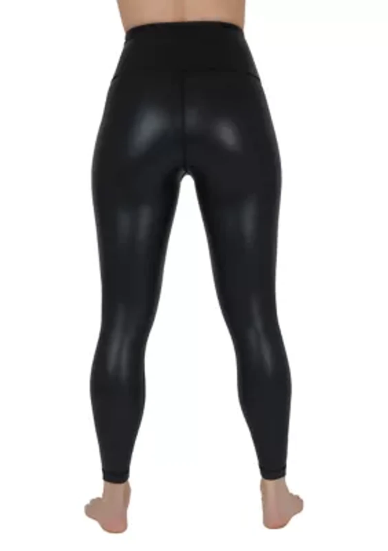 Women's Faux Leather Fleece Lined Ankle Leggings