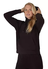 Women's Long Sleeve Fleece Rib Pullover Hoodie