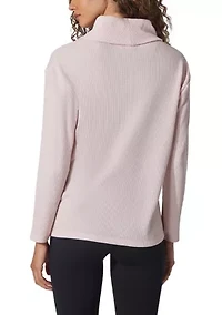 Long Sleeve Brushed Waffle Cowl Neck Top
