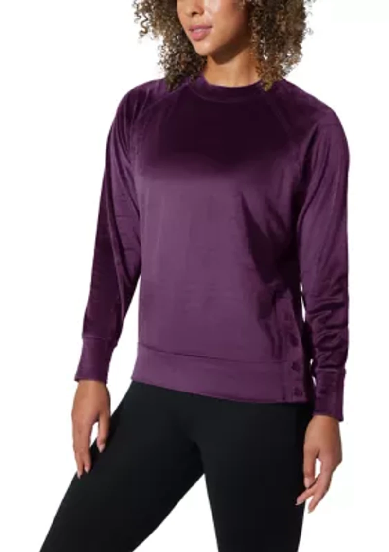 Women's Velour Sophie Sweatshirt with Side Buttons