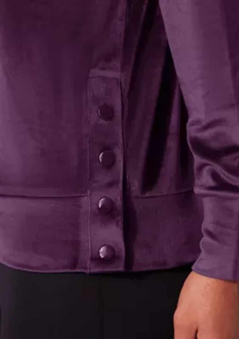 Women's Velour Sophie Sweatshirt with Side Buttons