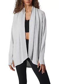 Women's Long Sleeve Brushed Terry Ribbed Cardigan