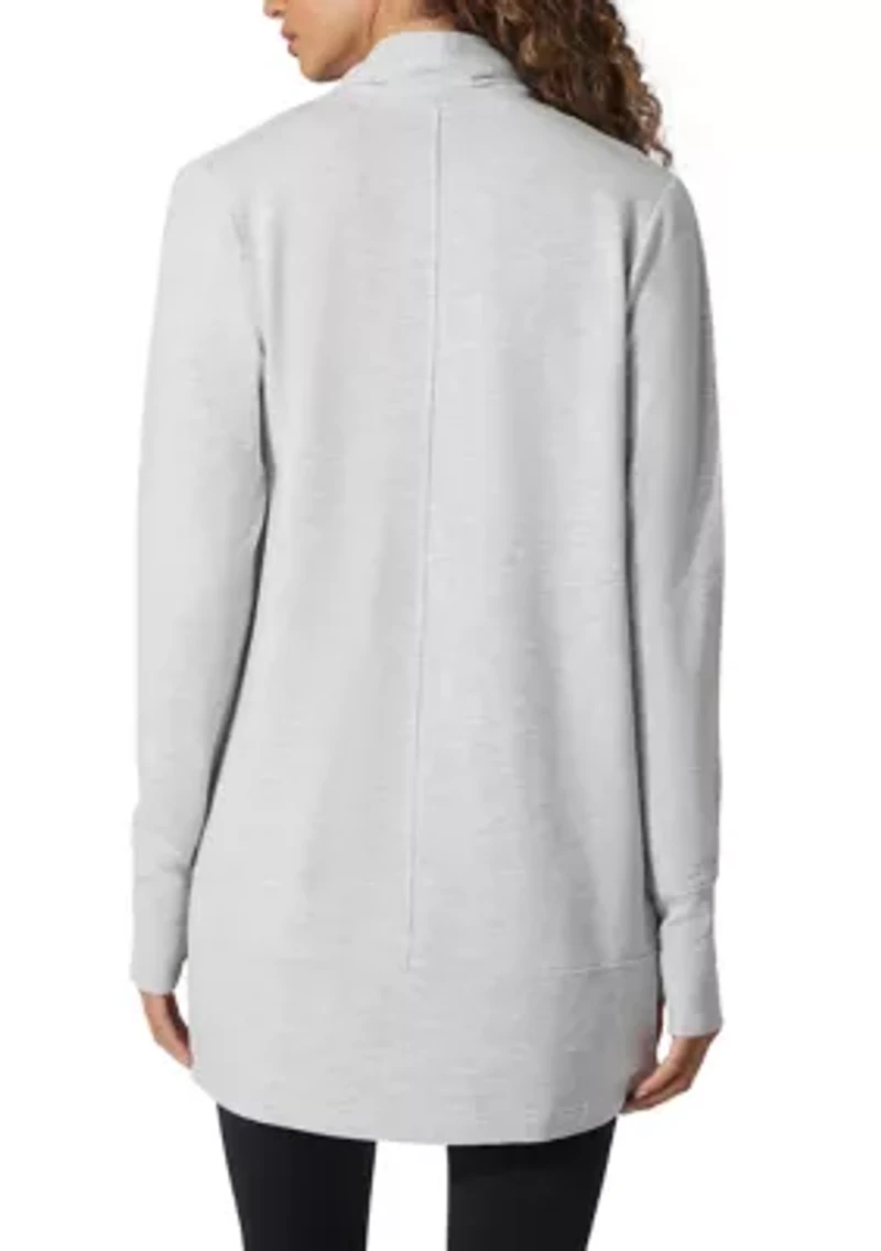 Women's Long Sleeve Brushed Terry Ribbed Cardigan