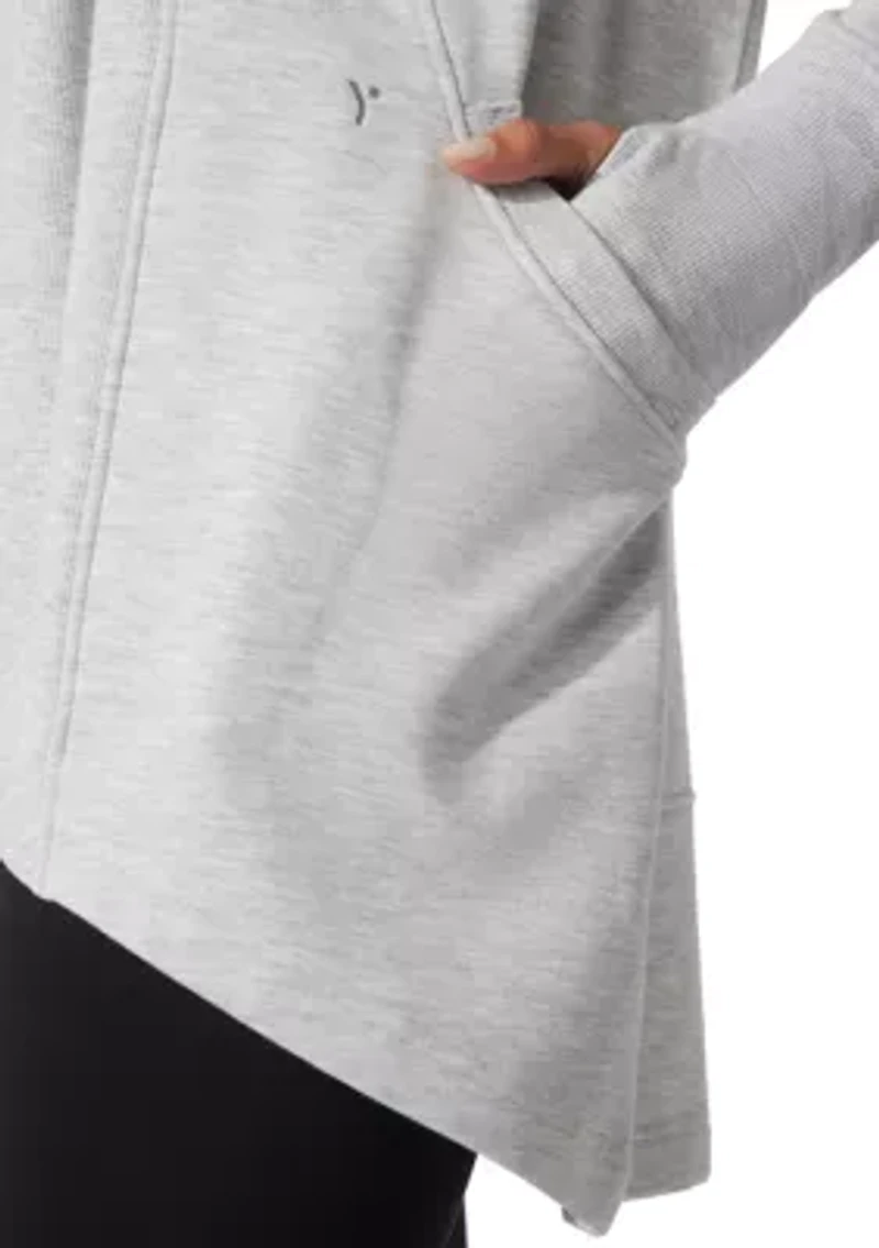 Women's Long Sleeve Brushed Terry Ribbed Cardigan