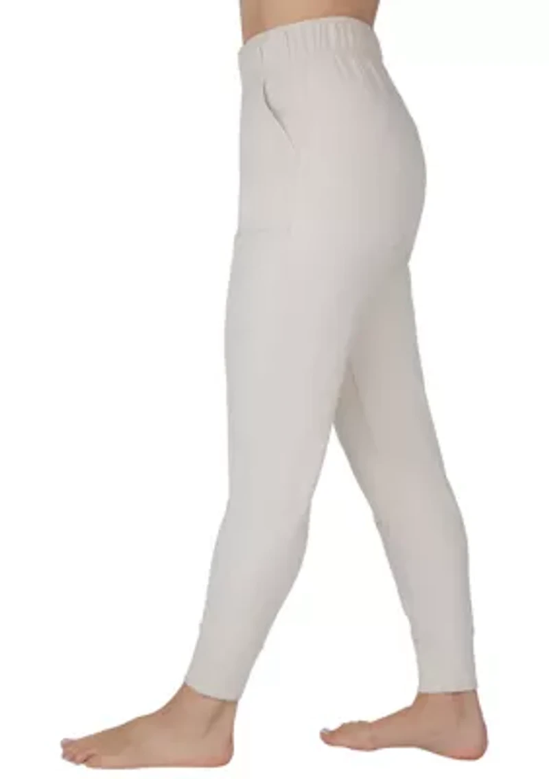 Fleece Rib Mary Slim Fit Jogger Pants with Pockets