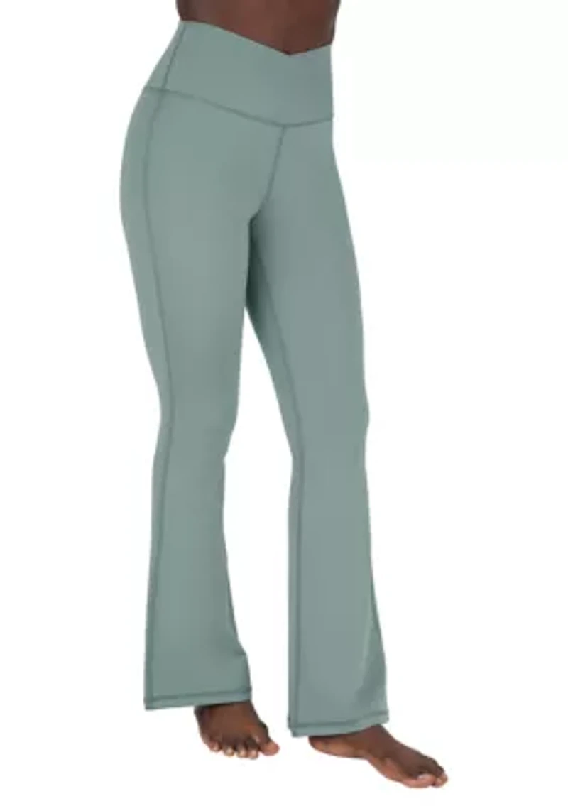 Lux Madison Crossover Elastic Free Waistband with V-Back and Ankle Flared Pants