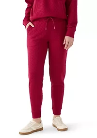 Diamond Quilted Jogger Pants with Pockets