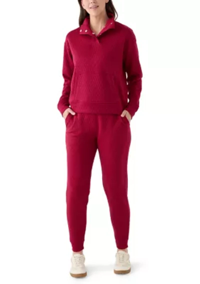 Diamond Quilted Jogger Pants with Pockets