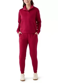 Diamond Quilted Jogger Pants with Pockets