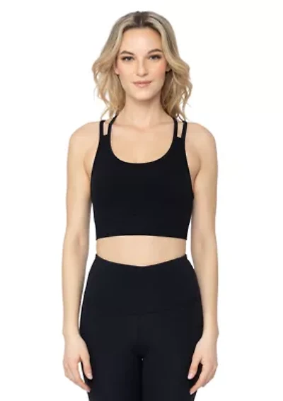 Seamless Longline Sports Bra with Rib Details
