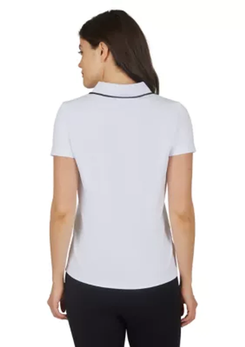 Women's Short Sleeve Polo T-Shirt with Buttons