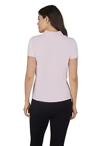 Women's Short Sleeve Polo T-Shirt with Buttons