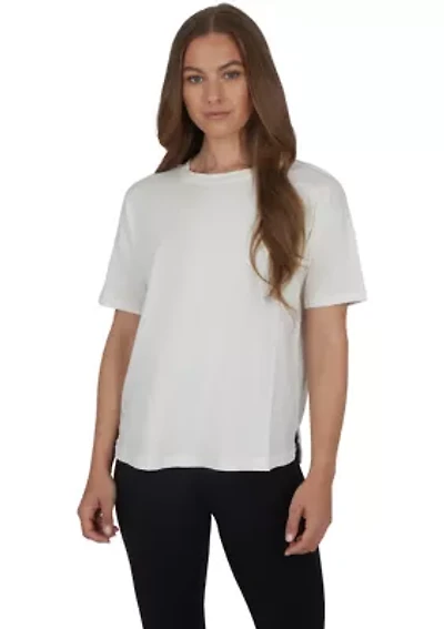 Women's Stone Wash Pima Boxy Crop Short Sleeve T-Shirt