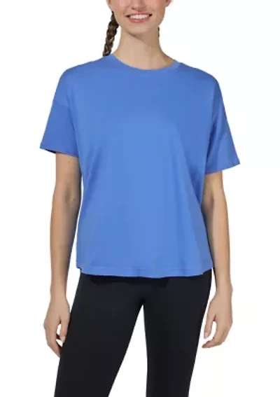 Women's Stone Wash Pima Boxy Crop Short Sleeve T-Shirt