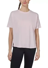 Women's Stone Wash Pima Boxy Crop Short Sleeve T-Shirt