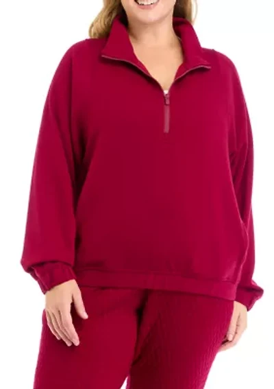 Plus Scuba 1/2 Zip Pullover Sweatshirt with Pockets