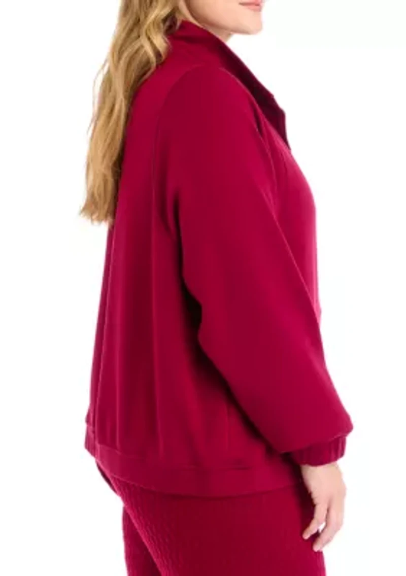 Plus Scuba 1/2 Zip Pullover Sweatshirt with Pockets