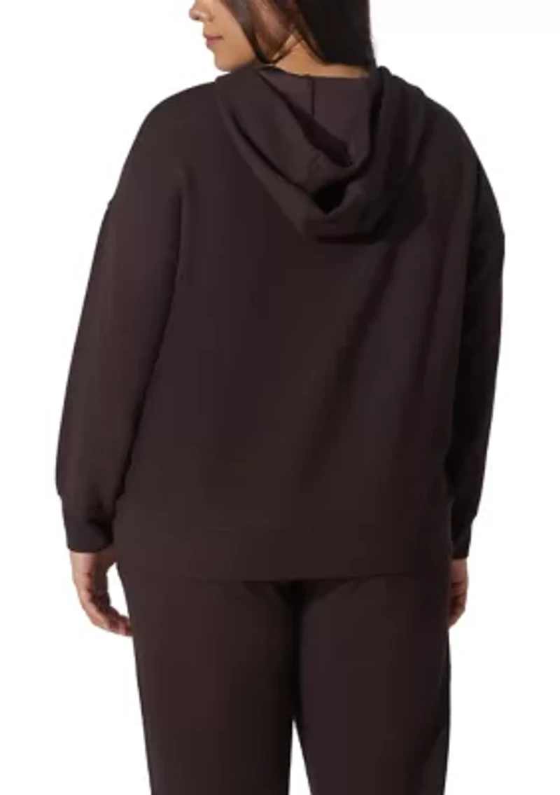 Plus Scuba Rib V-Neck Pullover Hoodie