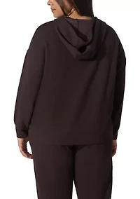 Plus Scuba Rib V-Neck Pullover Hoodie