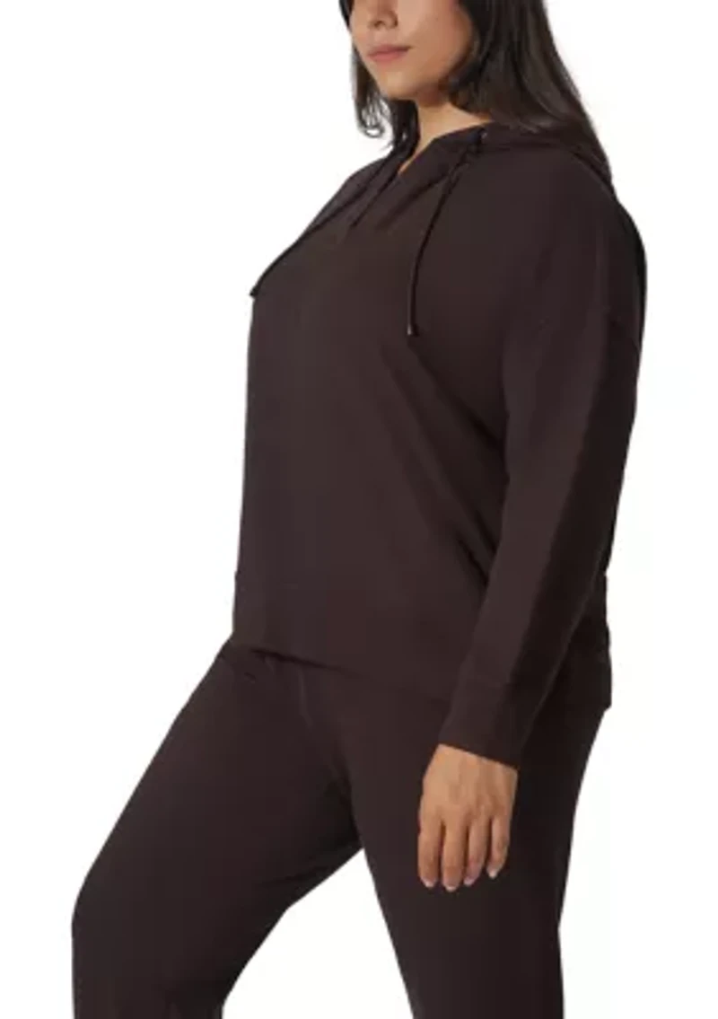 Plus Scuba Rib V-Neck Pullover Hoodie