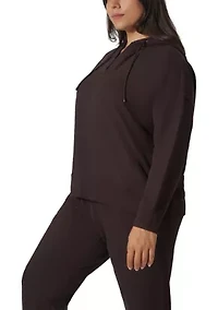 Plus Scuba Rib V-Neck Pullover Hoodie