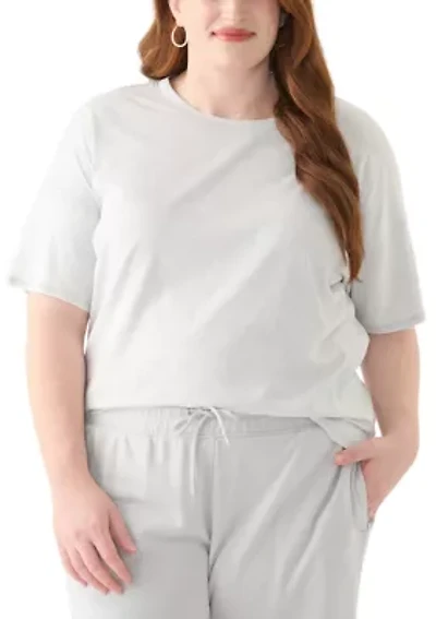 Plus Stone Washed Boxy Cropped T-Shirt