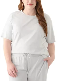 Plus Stone Washed Boxy Cropped T-Shirt