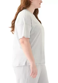 Plus Stone Washed Boxy Cropped T-Shirt