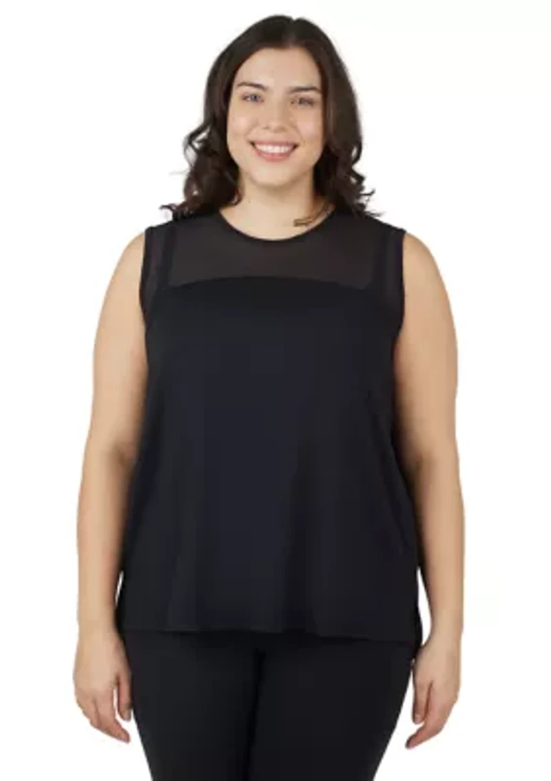 Plus Synergy Mesh Tank Top with Side Slits