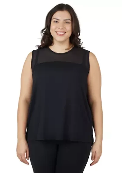 Plus Synergy Mesh Tank Top with Side Slits
