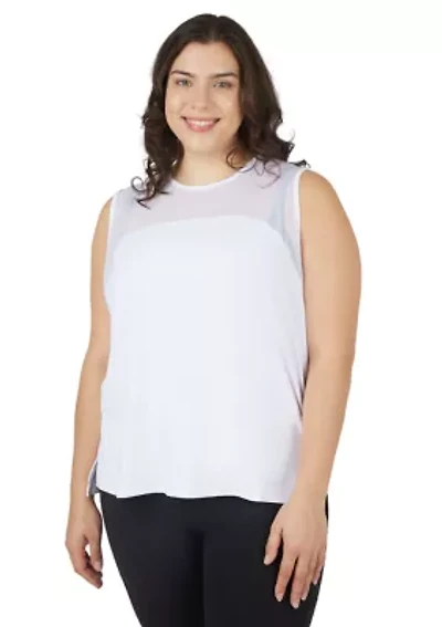 Plus Synergy Mesh Tank Top with Side Slits