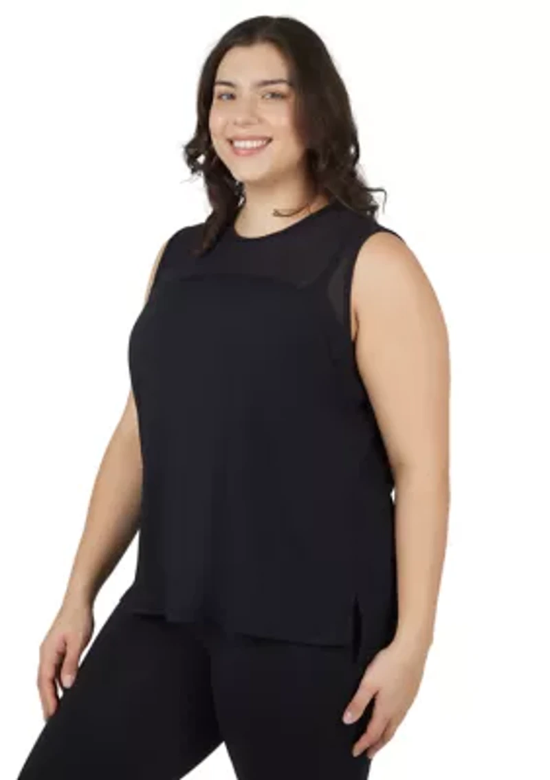 Plus Synergy Mesh Tank Top with Side Slits