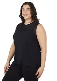 Plus Synergy Mesh Tank Top with Side Slits