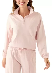 Women's Fleece Ribbed 1/2 Zip Pullover