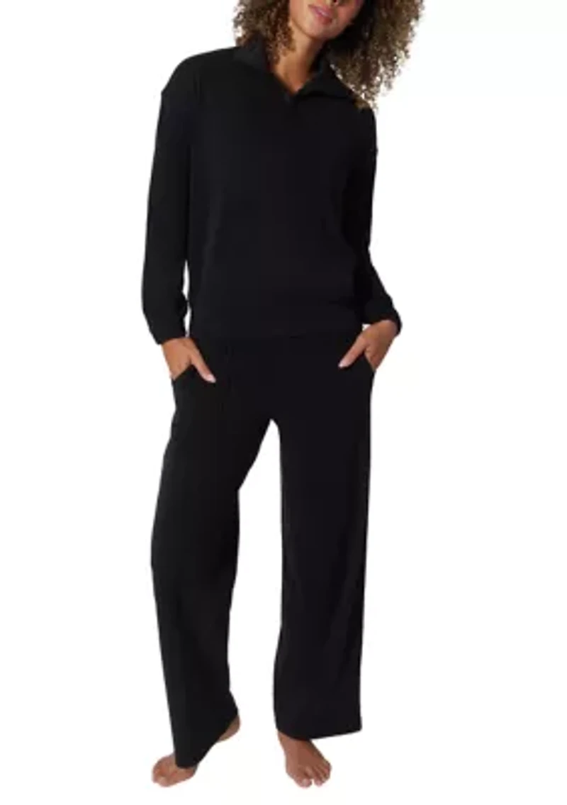 Women's Fleece Ribbed 1/2 Zip Pullover