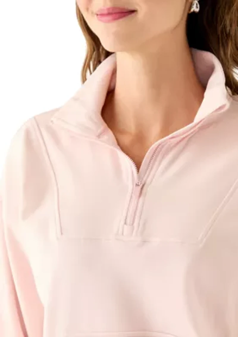 Women's Fleece Ribbed 1/2 Zip Pullover