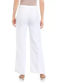 Women's Button Pocket Wide Leg Linen Pants