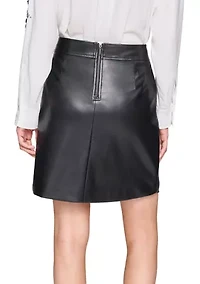 Women's Faux Leather Skirt with Zipper