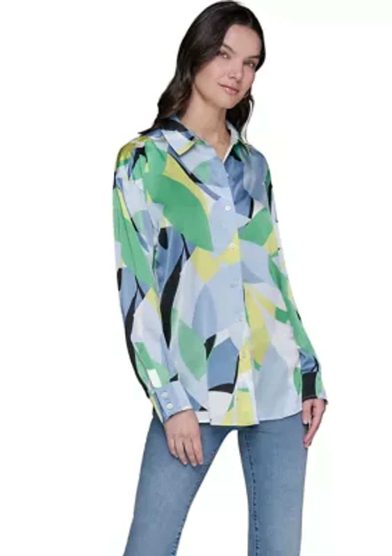 Women's Long Sleeve Geometric Big Shirt