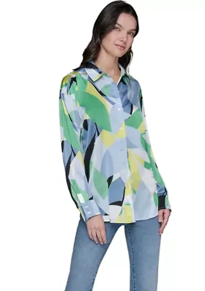 Women's Long Sleeve Geometric Big Shirt