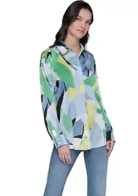 Women's Long Sleeve Geometric Big Shirt