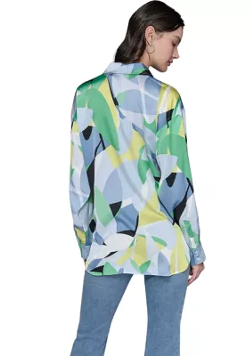 Women's Long Sleeve Geometric Big Shirt