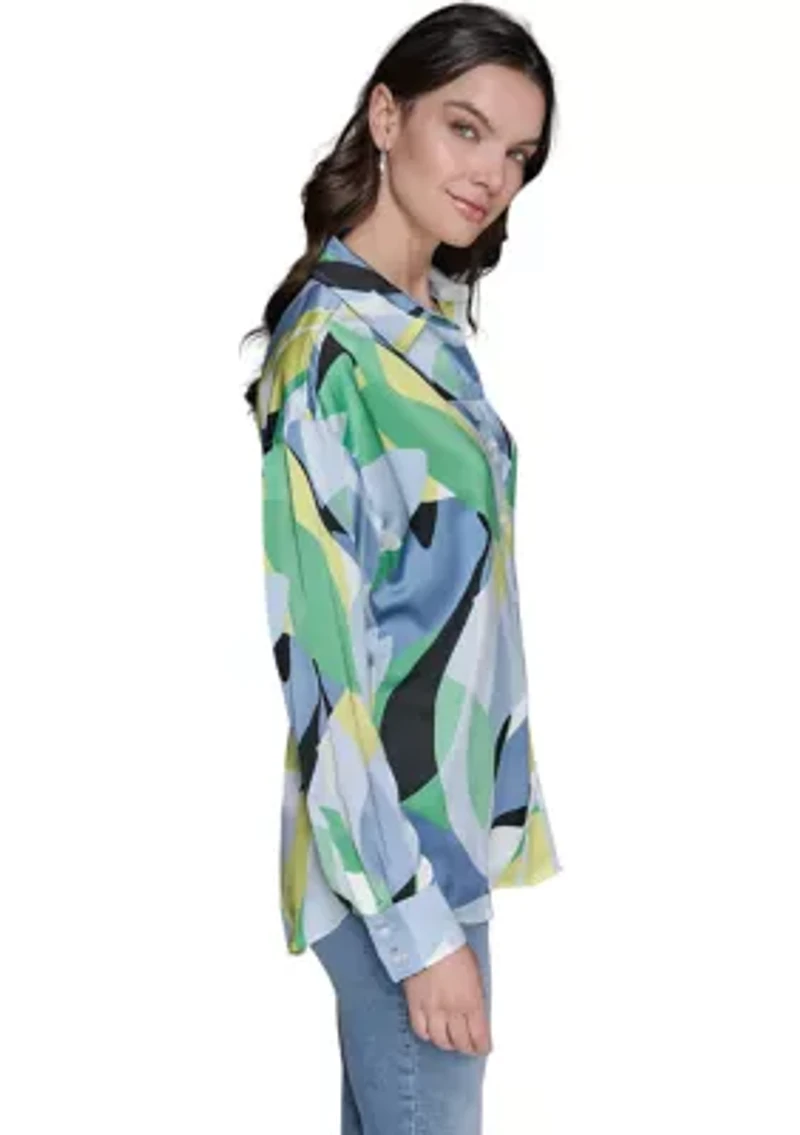 Women's Long Sleeve Geometric Big Shirt
