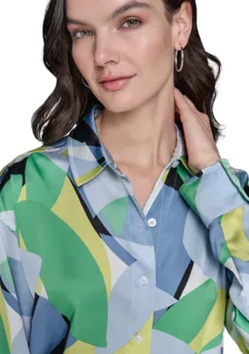 Women's Long Sleeve Geometric Big Shirt