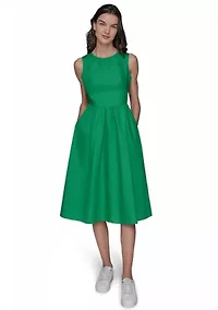 Women's Sleeveless Tie Back Cotton Midi Dress