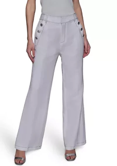 Women's Front Button Wide Leg Pants