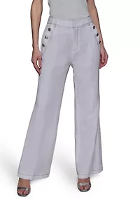 Women's Front Button Wide Leg Pants