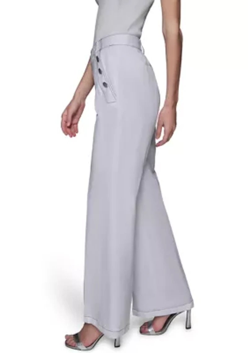 Women's Front Button Wide Leg Pants
