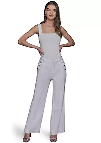 Women's Front Button Wide Leg Pants
