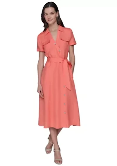 Women's Button Down Linen Dress